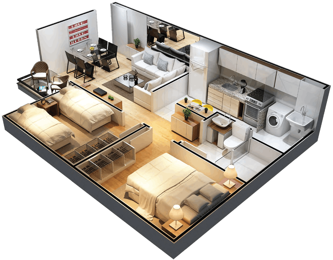 Aptos de 50m² (com suíte)